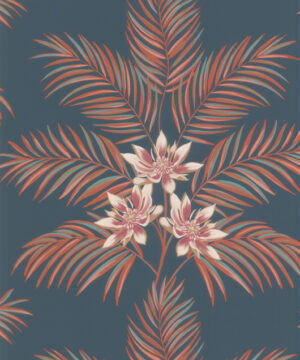 Fine Decor Bali Palm Peacock Metallic Wallpaper