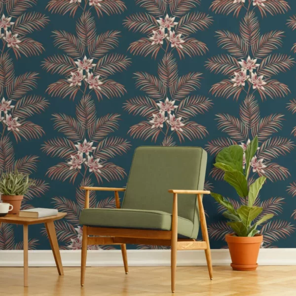 Fine Decor Bali Palm Peacock Metallic Wallpaper - Image 2