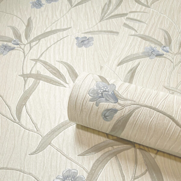 Belgravia Decor Tiffany Floral Trail Cream/ Soft Blue Wallpaper