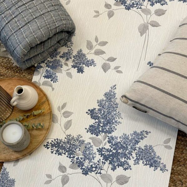 Belgravia Decor Tiffany Fiore Floral Cream/Navy Wallpaper - Image 3