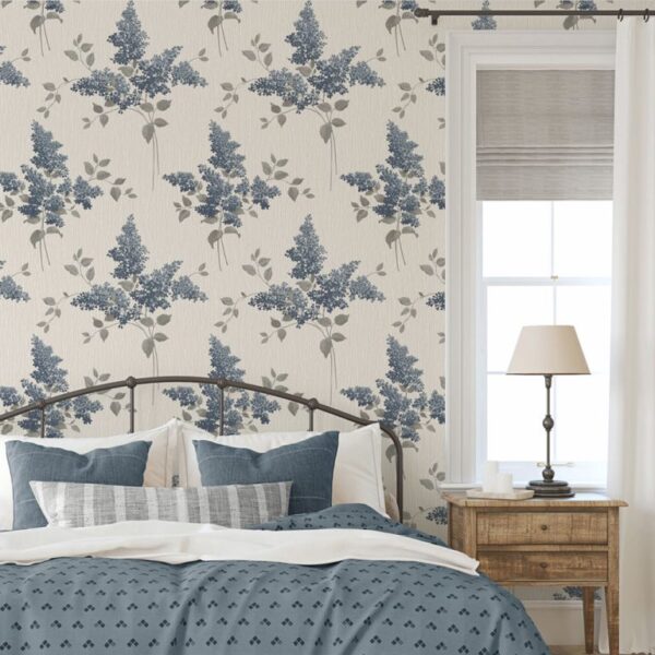 Belgravia Decor Tiffany Fiore Floral Cream/Navy Wallpaper - Image 4