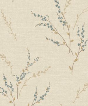 Belgravia Decor Carmella Tree Blossom Blue Wallpaper