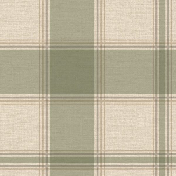 Belgravia Decor Carmella Hessian Check Green Wallpaper