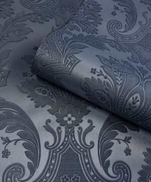 Belgravia Decor Amara Damask Dark Blue Metallic Wallpaper