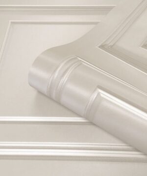 Belgravia Decor Amara Wood Panel Cream Satin Wallpaper