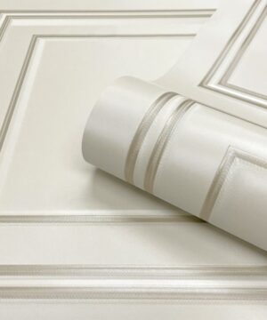 Belgravia Decor Amara Wood Panel Cream/Soft Gold Satin Wallpaper