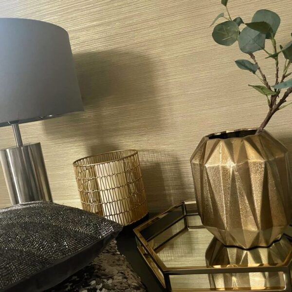 Belgravia Decor Amara Plain Texture Gold Metallic Wallpaper - Image 2