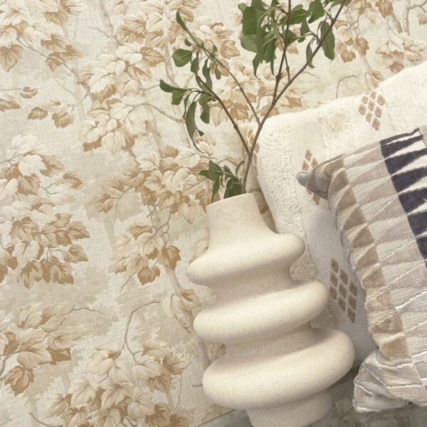 Belgravia Decor Giorgio Tree Beige Metallic Wallpaper - Image 2