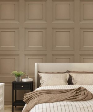 Belgravia Decor Oliana Wood Panel 3D Effect Beige Wallpaper