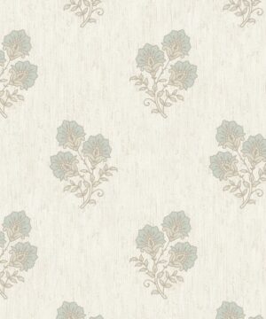Belgravia Decor Carlotta Flower Motif Green/Cream Metallic Wallpaper