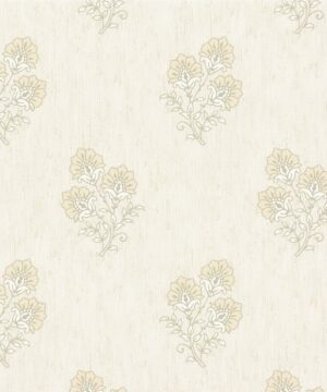 Belgravia Decor Carlotta Flower Motif Cream/Gold Metallic Wallpaper