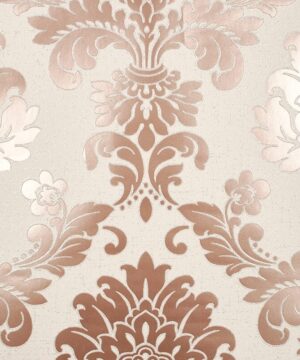 Fine Decor Quartz Damask Rose Gold Glitter Wallpaper