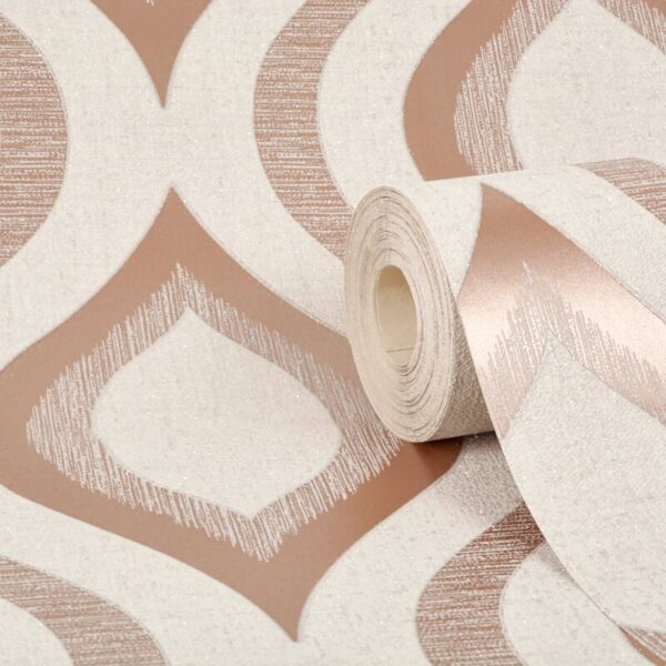 Fine Decor Quartz Geo Rose Gold Glitter Wallpaper - Image 2