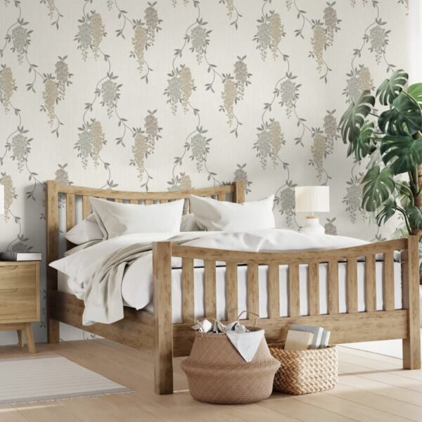 Fine Decor Wisteria Floral Neutral Metallic Wallpaper - Image 5