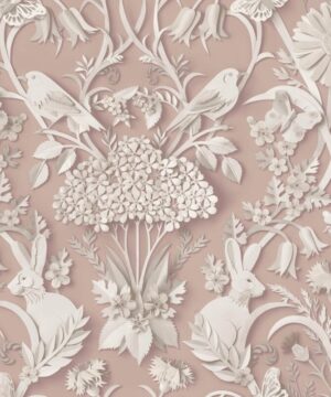 Fine Decor Woodland 3D Effect Pink Wallpaper