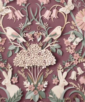 Fine Decor Woodland 3D Effect Plum Wallpaper