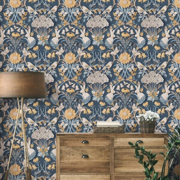 Fine Decor Woodland 3D Effect Navy Wallpaper - Image 2