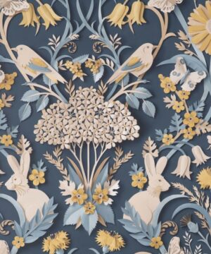 Fine Decor Woodland 3D Effect Navy Wallpaper
