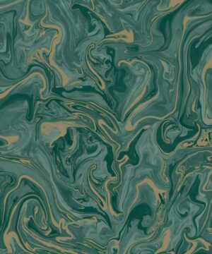 Fine Decor Distinctive Marble Emerald/Gold Metallic Wallpaper