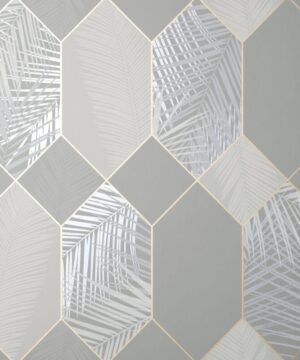 Fine Decor Miami Geo Grey/Silver Metallic Wallpaper