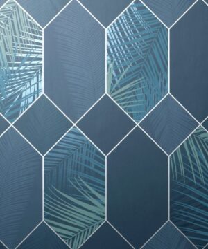 Fine Decor Miami Geo Navy/Silver Metallic Wallpaper