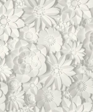 Fine Decor Dimensions 3D Effect Floral White/Grey Wallpaper