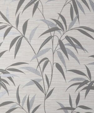 Crown Fusion Leaf Soft Grey Metallic Wallpaper