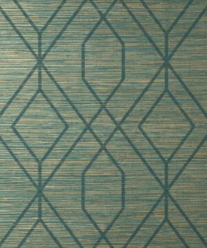 Crown Fusion Trellis Teal Metallic Wallpaper