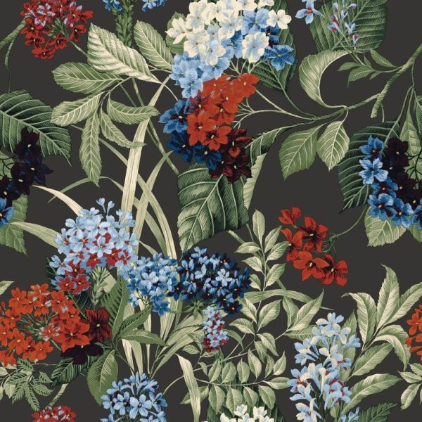 Belgravia Decor Misaki Floral Bloom Charcoal Wallpaper | Bold Botanical Design