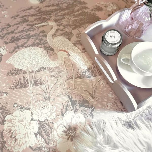 Belgravia Decor Izumi Oriental Cranes Pink Wallpaper | Elegant Japanese Inspired Design - Image 3