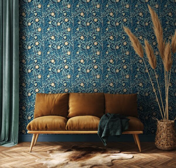 Hoopla Walls Eden Rosehip Trail Navy Blue Wallpaper - Image 2