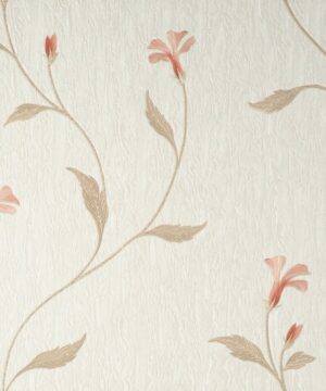 Vymura Bellagio Floral Cream/Pink Metallic Wallpaper