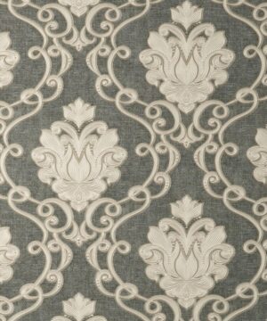 Vymura Florentine Damask Gunmetal Metallic Wallpaper