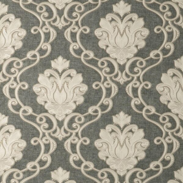 Vymura Florentine Damask Gunmetal Metallic Wallpaper