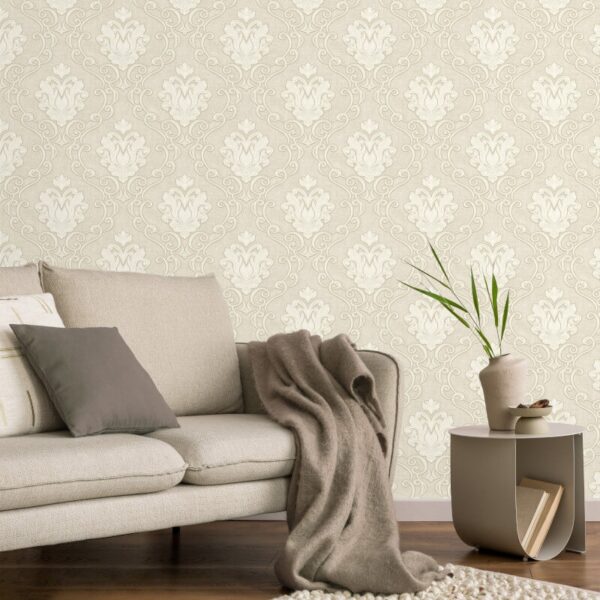 Vymura Florentine Damask Stone Metallic Wallpaper - Image 4