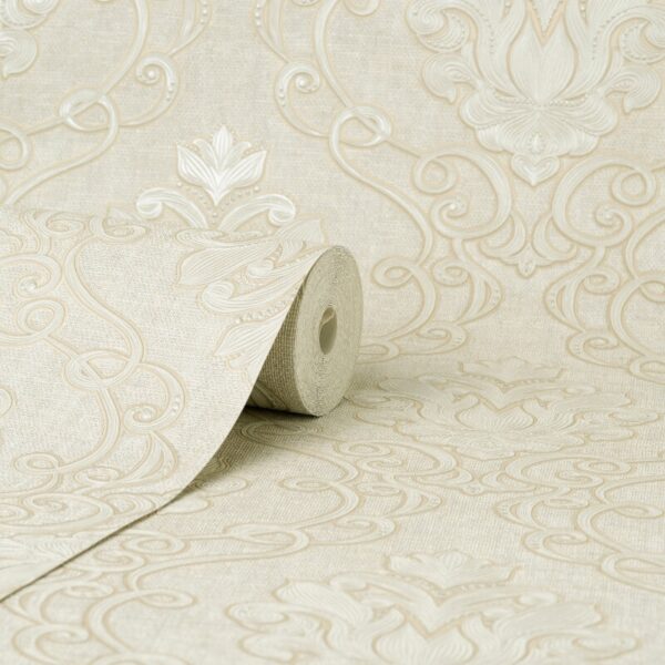 Vymura Florentine Damask Stone Metallic Wallpaper - Image 2