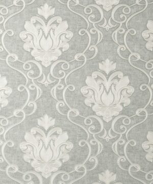 Vymura Florentine Damask Grey Metallic Wallpaper
