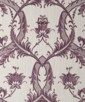 Vymura Milano Floral Damask Plum Glitter Wallpaper