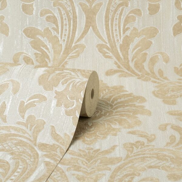 Vymura Milano Damask Cream/Gold Glitter Wallpaper - Image 2