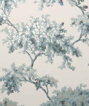 Crown Archive Tree Teal/Off White Wallpaper