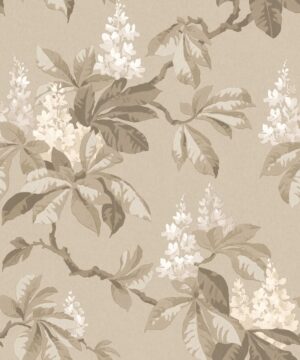Crown Chestnut Floral Beige Wallpaper
