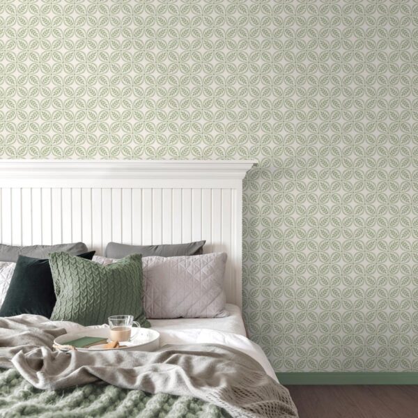 Crown Morgrove Trellis Green Wallpaper - Image 3
