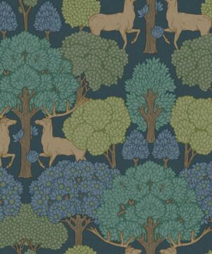 Crown Forest of Arden Woodland Blue/Green Wallpaper