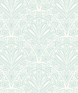 Hoopla Walls Elegance Deco Fan Blue Wallpaper