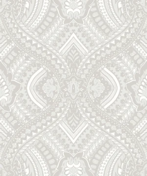 Hoopla Walls Elegance Ogee Damask Grey Wallpaper