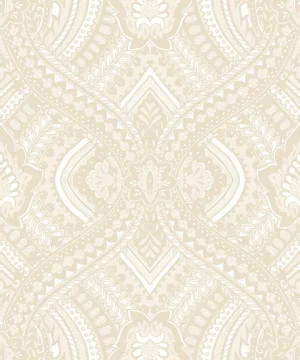 Hoopla Walls Elegance Ogee Damask Natural Wallpaper