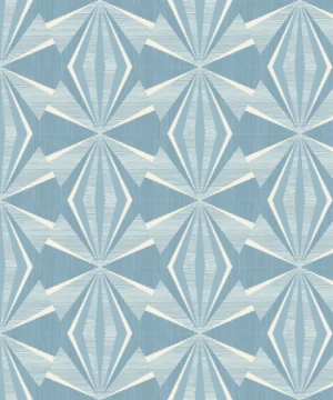 Hoopla Walls Geo Sunray Diamond Warm Blue Wallpaper