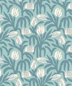 Hoopla Walls Geo Chunky Flower Denim Wallpaper
