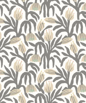 Hoopla Walls Geo Chunky Flower Charcoal Wallpaper