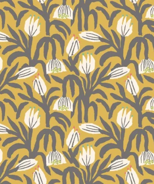 Hoopla Walls Geo Chunky Flower Mustard Wallpaper
